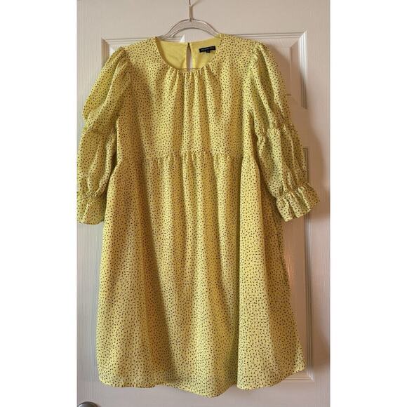 Who What Wear Womens Yellow Short Shift Baby Doll Dress Ruffle Sleeves Size S - Picture 1 of 7